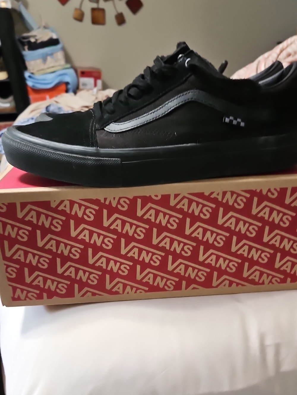 Vans Black Low-Top Skate Sneakers with Gray Side Stripe